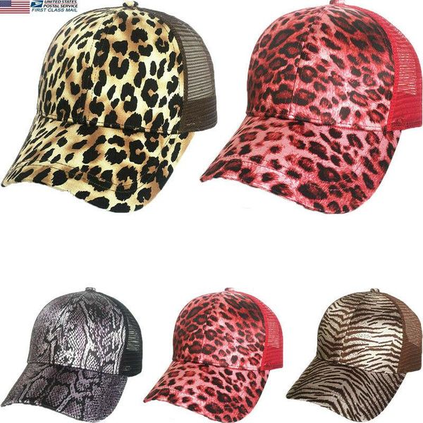 

us women men ponytail printed cap messy bun adjustable mesh sport baseball hat