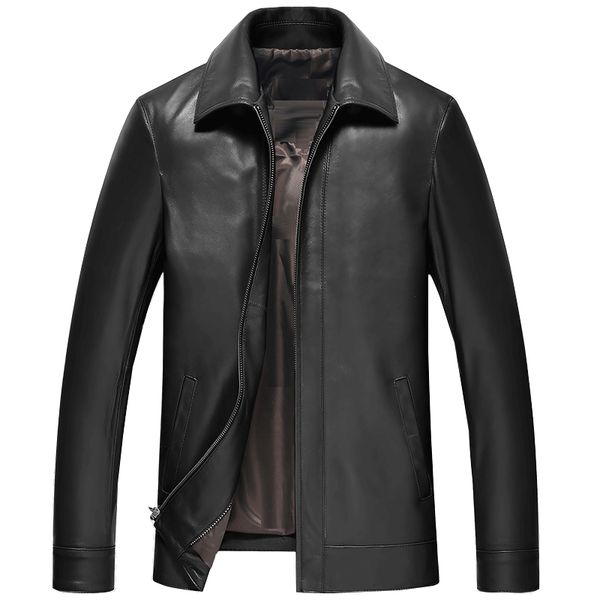 

spring-fall, men's genuine jacket, large size, lambskin, jackets, leather jacket z4mp, Black