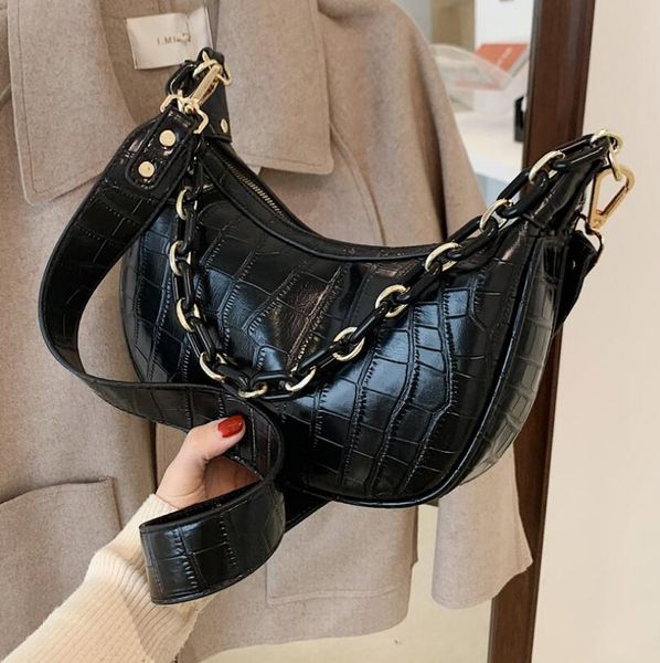 

hbp ladies crocodile pattern bag, female fashion designer 2021 new shoulder bag, diagonal bag dumpling bag, messenger portable wallet