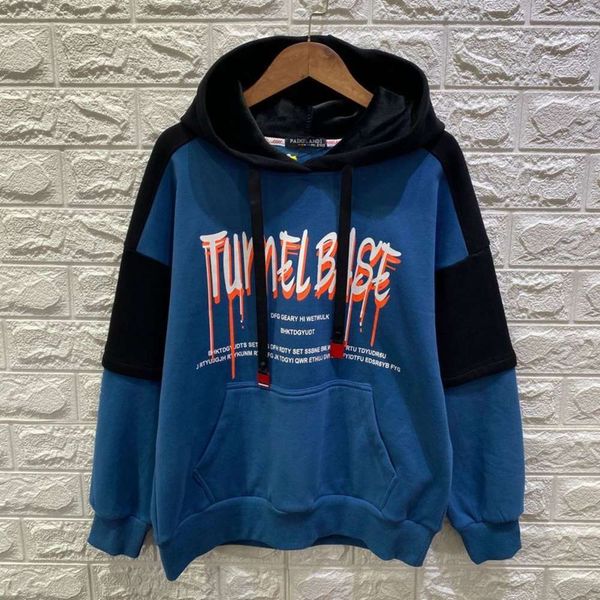 

wear autumn winter 2020 fashion children's men's and women's printed hooded long sve pullover, Black