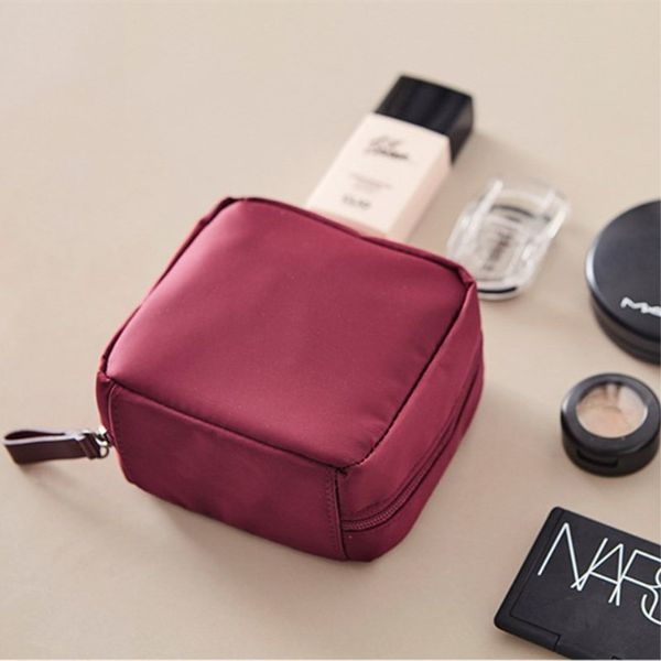 

korean bag square toiletry small portable simple capacity bag large travel waterproof makeup cosmetics women's poaab, Red;black
