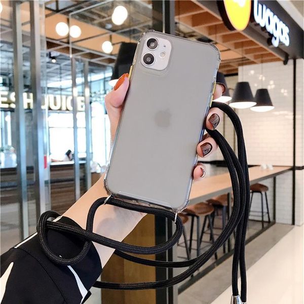 

kjoew clear strap cord chain case for iphone 11 pro xs max 6 7 8 plus crossbody necklace cord lanyards w qyltfv