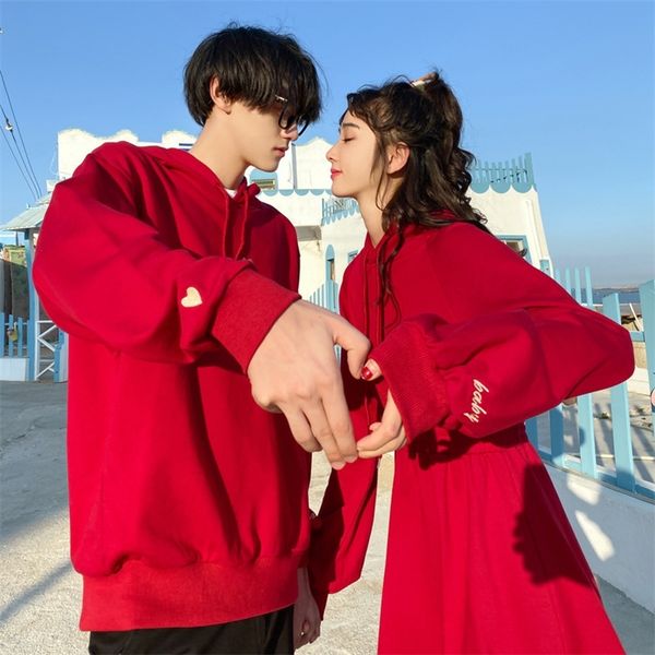 

couple hoodie sweatshirt college fashion korean style lovers women dress fall autum winter matching clothes clothing outfit wear 201104, Blue