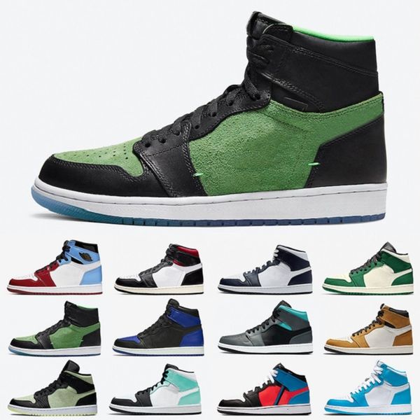 

rage green high low mens basketball shoes 1s gold cactus royal blue jack chicago banned bred toe men women sports sneakers 5.5-13, White;red