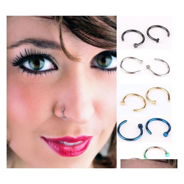 

new nose rings body piercing jewelry fashion jewelry stainless steel nose hoop ring earring studs fake nose rings non piercing rings squme, Silver