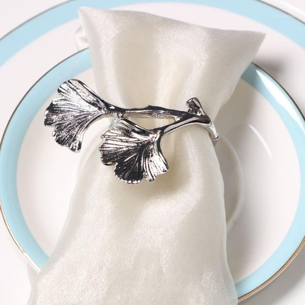 

napkin rings 6pcs golden gingko leaf buckle wedding el decoration ring1