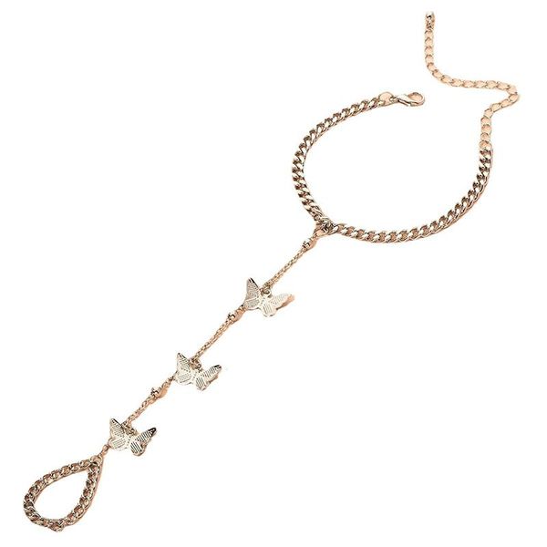 Bracelet en chaîne avec pendentif papillon étoile, Simple et mignon, tendance, exquis, accessoires pour doigts connectés, cadeaux pour femmes