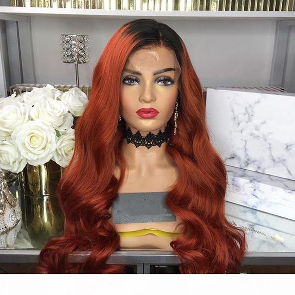 

dark orange water wave long 13x4lace front wig human hair 5x5 u part wig for women with baby hair middle ratio preplucked, Black;brown