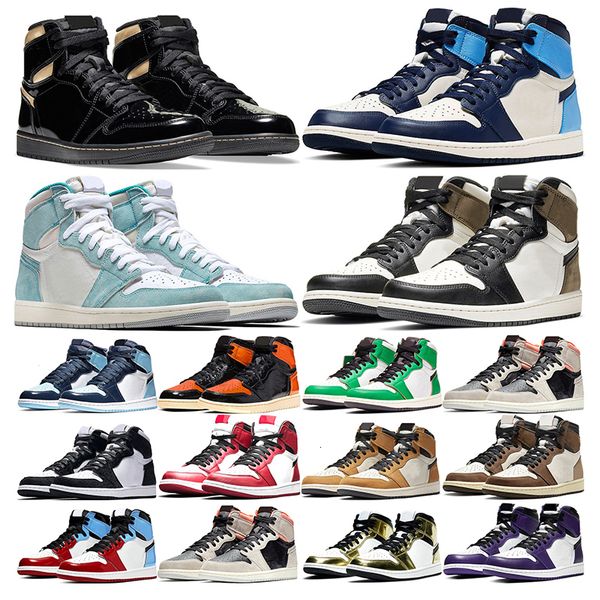 

jumpman 1s basketball shoes black gold obsidian dark mocha turbo green smoke grey shattered backboard mens womens trainers sports sneakers, White;red