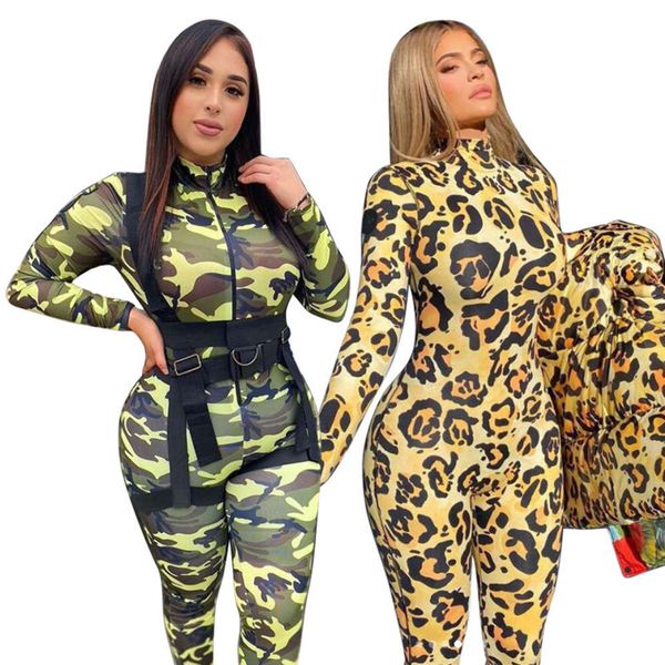 

k9811 2021 spring new leopard camouflage print jumpsuit, White