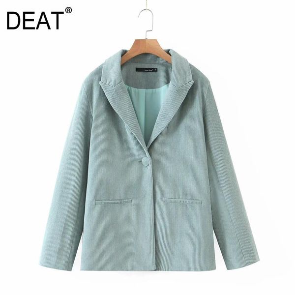 

women's suits & blazers [deat] 2021 spring autumn fashion tide v-neck single button solid color long sleeve corduroy women blazer coat, White;black
