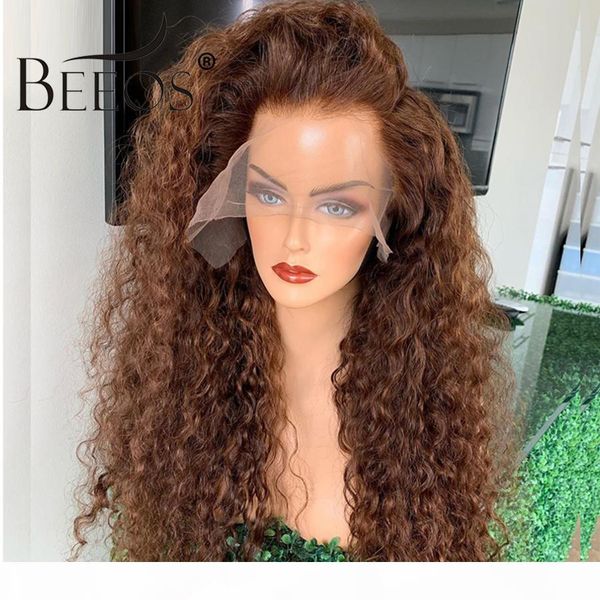 

beeos honey blonde завитые 13 * 4 фронта шнурка человеческих волос 180% карие бразильское remy preplucked glueless волос младенца, Black