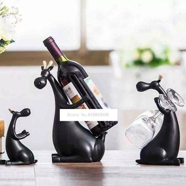

decorative objects & figurines modern personality creative resin deer set red wine bottle rack home gifts wedding decoration crafts ornament