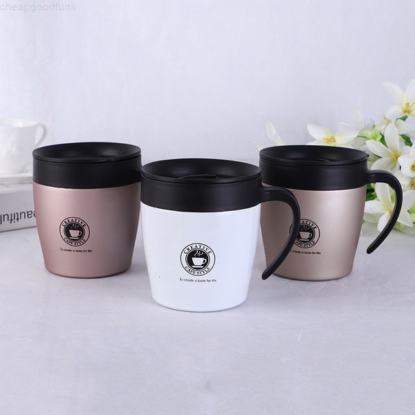 

300ml stainless steel vacuum coffee mugs beer with lids spoon wine water cups