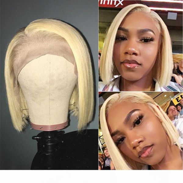 

new arrival straight 613 blonde bob lace front wig full lace wig 8~14 inches 130%~150% density transparent lace no shedding no tangle, Black;brown