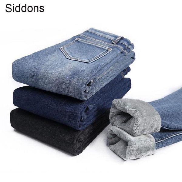 

winter thick plus velvet women high waist skinny jeans simple fleece warm slim fit stretch ladies casual denim pencil pants, Blue