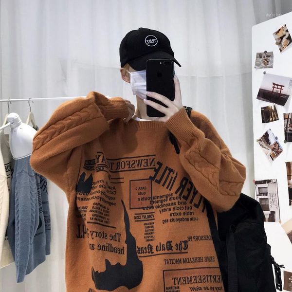 

winter o-neck sweater men's printed pattern letter pullover thicken long-sleeved jacquard male clothing bottoming coats1, White;black