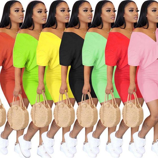 

women's tracksuits plus size two piece set women clothes 2021 tracksuit crop biker shorts lounge wear matching sets 2 outfits rh637, Gray