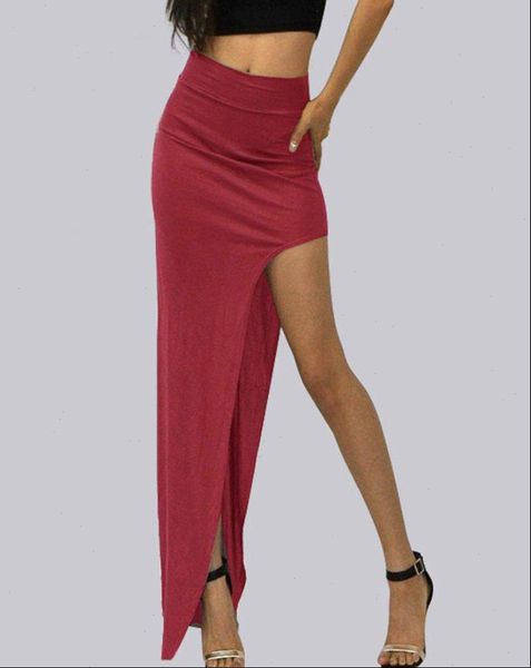 

women high waist skirts lady long skirt fashion summer cool open side fork split skirt black khaki maxi charm skirt