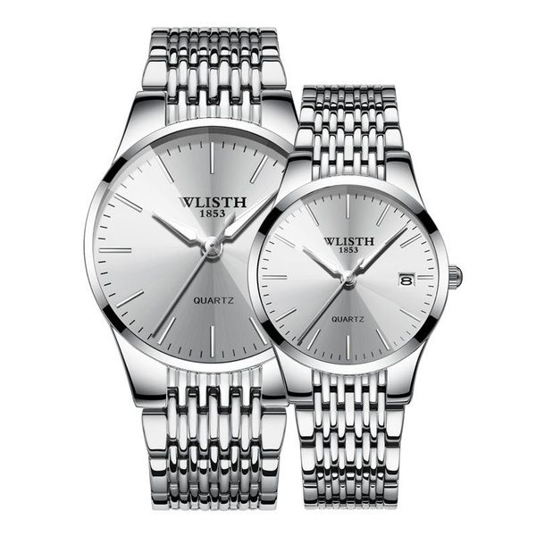 TOP Marke Luxus WLISTH Paar Uhr Mode Edelstahl Liebhaber Uhr Quarz Armbanduhren Für Frauen Männer Analog Armbanduhr