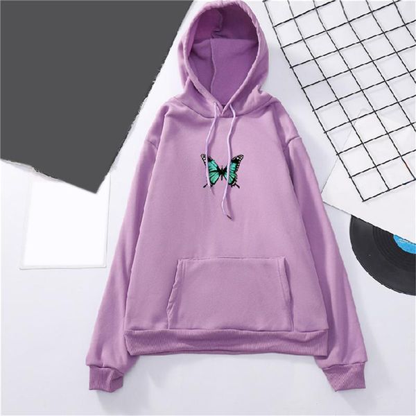 

winter butterfly print women hoodies harajuku sweatshirt for women aesthetic art oversized hoodie girls clothes streetwear, Black