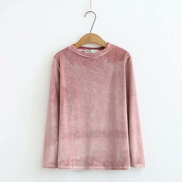 

velvet women's long-sleeved shirts big size vintage m378, White
