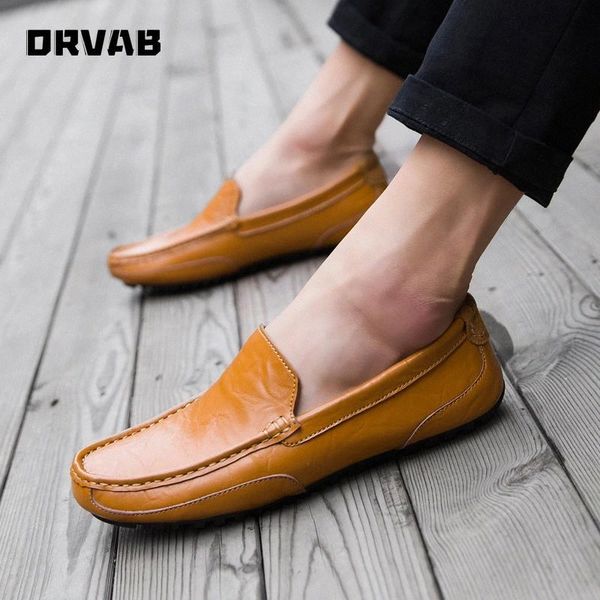 

men genuine leather shoes handmade mens shoes moccasin lightweight slip-on loafers men casual walking sneakers flat #kn1k, Black