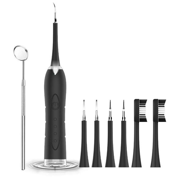 

electric protable sonic dental scaler tooth calculus remover cleaner tooth stains tartar tool with 5 replaceable brush head 201116