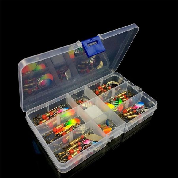 

10pcs/30pcs mixed colors spoon fishing lures spinnerbait metal hard bait kit fishing tackle with box for fresh water b jllqcg