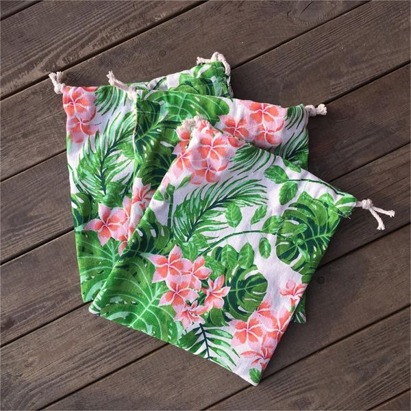 

yile 1 шт. хлопковое белье drawstring pougher party party partment green листьев розовый цветок yl812b h bbyote