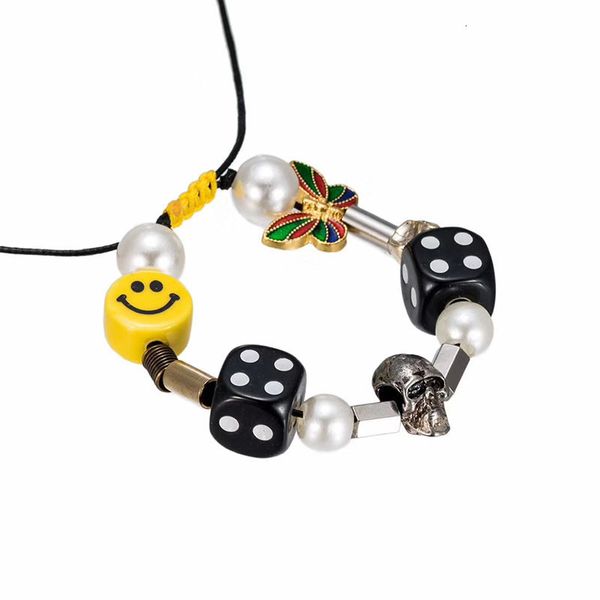 

2021 new boy girl casual fashion smiley pearl accessories skull adjustable bracelet l0ou, Golden;silver