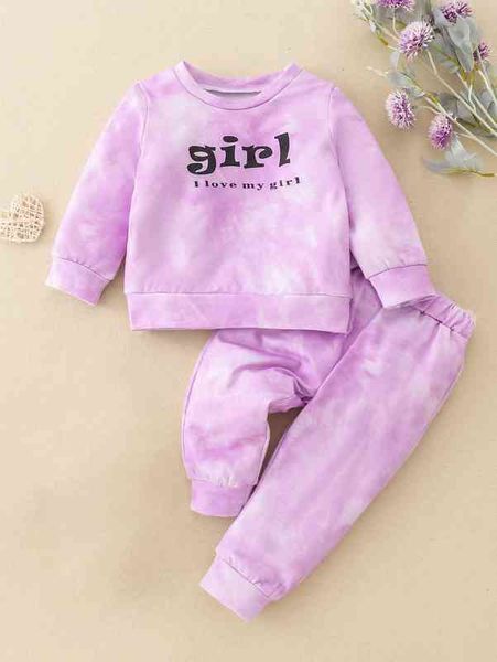 

baby tie dye slogan graphic pullover & sweatpants she, White