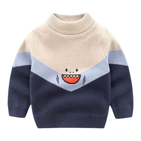 

winter new round neck korean children's knitwear shark plush sweater 93181, Blue