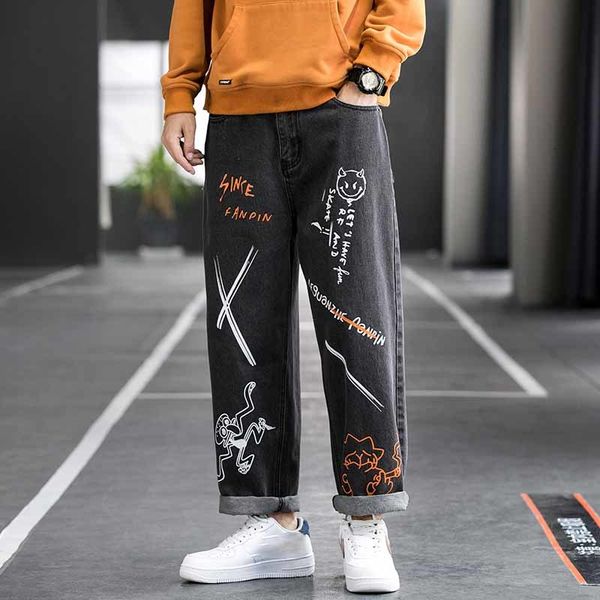 

new hip hop design brand jeans for men's straight 2021 spring fashion punk skateboard moto bike vintage jean plus oversize pgfj, Blue