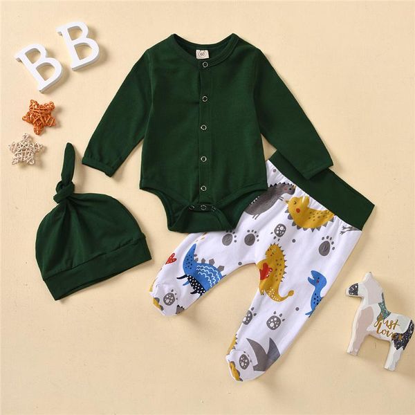 

clothing sets born baby fashion outfits set long sleeve romper+footed pants+hat for boys girls autumn toddler clothes o-neck, White