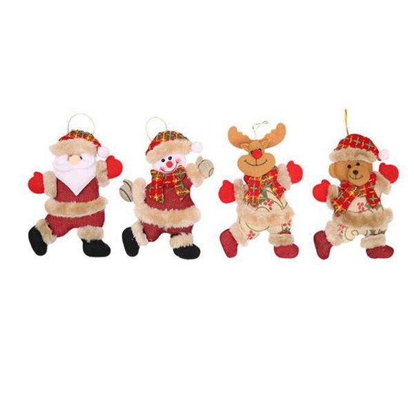 

8pcs happy new year christmas ornaments diy gift santa claus snowman tree pendant doll hang decorations for home