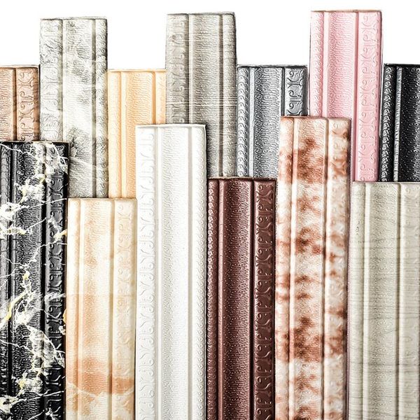 

3D Embossed Self-adhesive Foam Baseboard Wall Edge Strip Sticker Waistline Floor Corner Line Skirting Sticker Waterproof