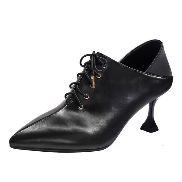 

female pumps 2021 size of silk lace to europe and america heels ladies shoes step on heel c3q7, Black
