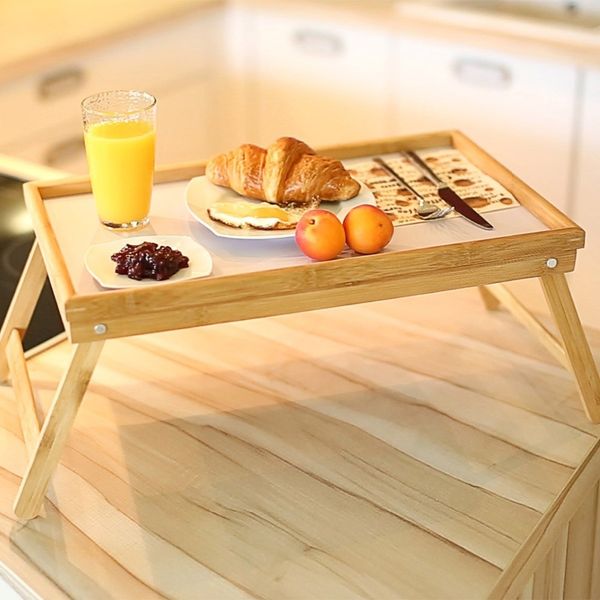 HomeVibes Бамбуковый складной стол для завтрака, стол для ноутбука, стол для кроватей, сервировочный подносчик, обслуживающий столик стойки держатель стойки ноутбука 201029