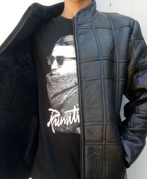 

from men's leather pure sheep's clothing sheared warm coat wool thick cotton 28ov, Black