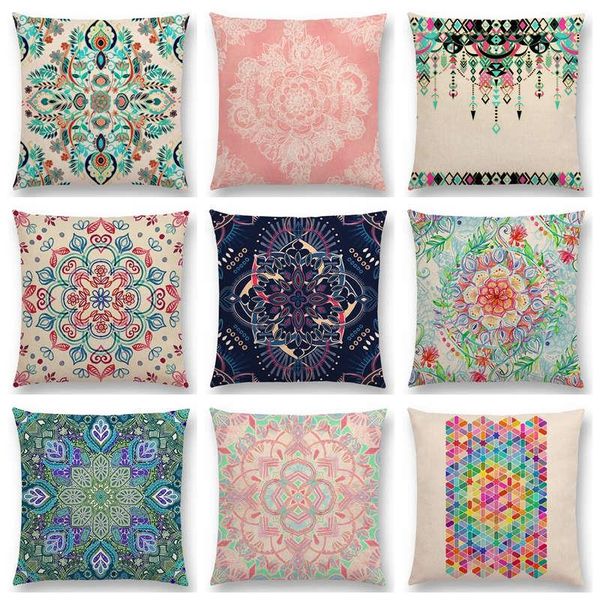 

cushion/decorative pillow boho art colorful flower gorgeous floral doodle botanical geometry mandala decorative pattern cushion sofa throw