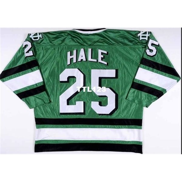 

real 421 real full embroidery #25 ryan hale university of north dakota game worn hockey jersey or custom any name or number hockey jersey, Black