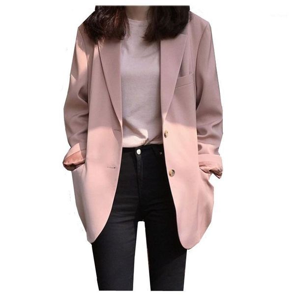 

2021 new blazer womens suit jackets long solid coats office ladies turn down collar jacket casual female outerwear suit blazer1, White;black