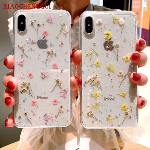 

vip 6 6s 7 8 plus x xs xr 11 12 pro max case, real dry flower, handmade, soft, tpuvfe1