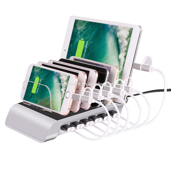 

2020 selling 6 usb multi device station mobile phone charging holder stand