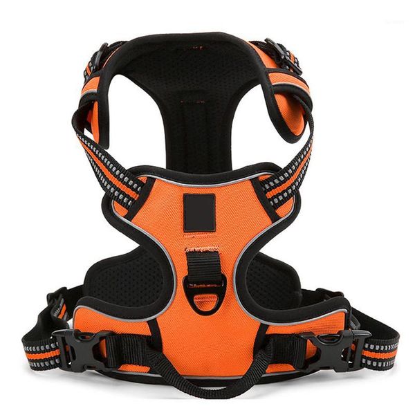 

new fluorescent colors oxford large dog pet outdoor 3meter reflective no pull padded harness vest with handle1