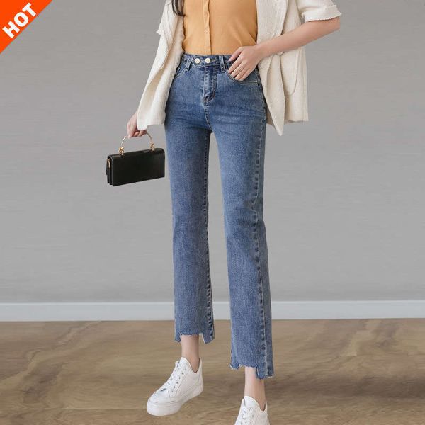 

trousers autumn jeans spring 2020 new style women's straight tube loose and slim wide leg capris, Blue