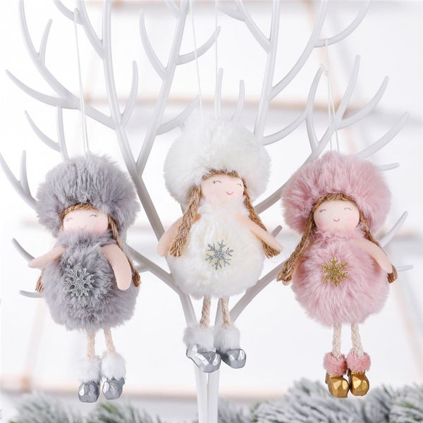 

christmas plush angel pendant 16*6cm christmas tree new year hanging angel ornament girl kids plush angel doll gift
