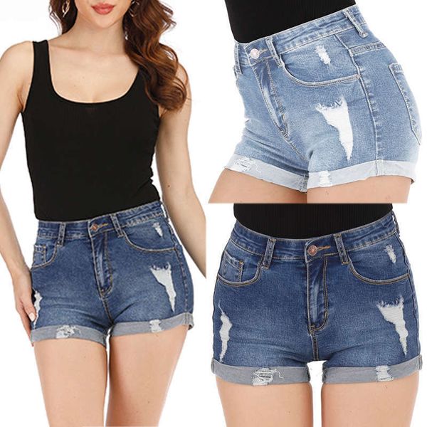 

dress summer 2019 new denim shorts hole women's short jeans, Blue