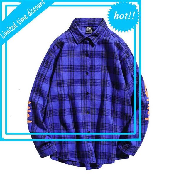 

letters printed casual shirts men flannel men's shirt 2021 autumn man clothing, White;black